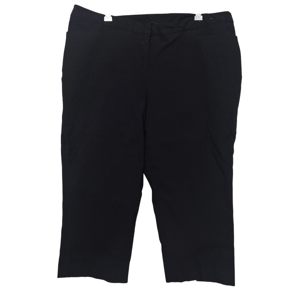 Lane Bryant Black Cropped Trousers Womens 20 Stretch Capris Dress Pants Slits
